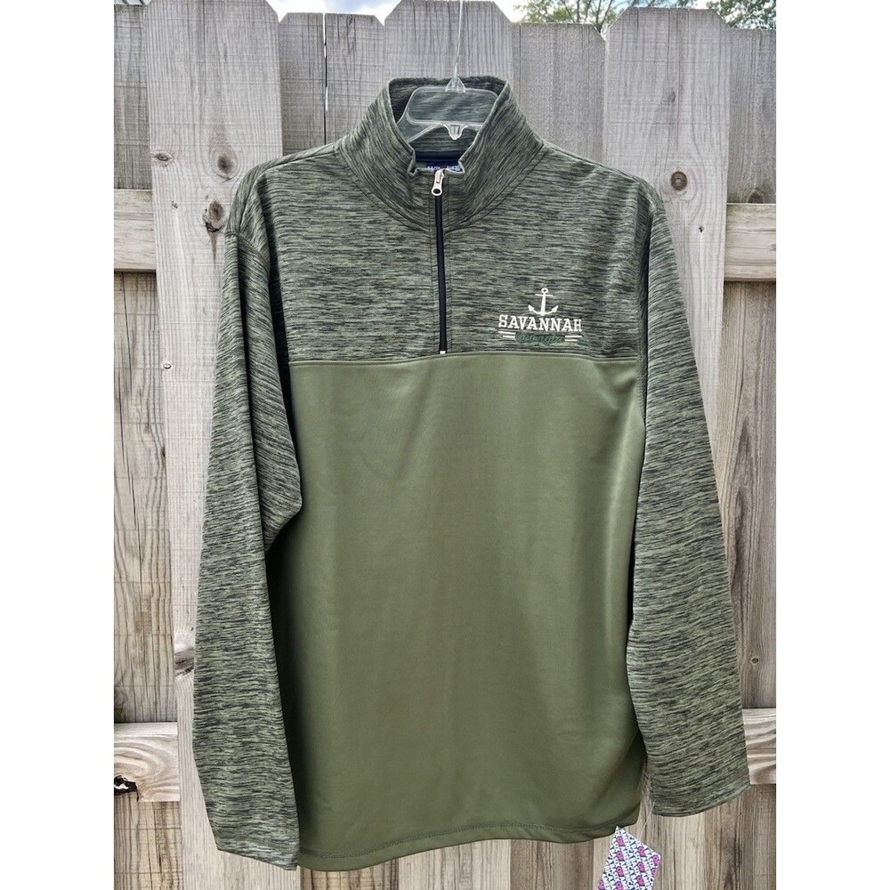 Embroidered 1/4 Zip Green Sweatshirt By Basix Of America XXL Savannah, Georgia